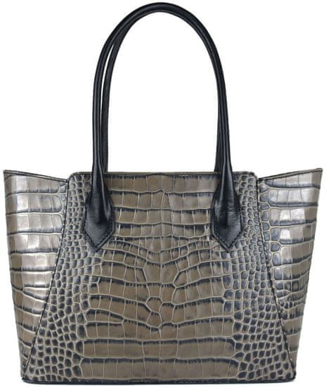 VegaLM Elegantná kabelka z pravej hovädzej kože s dezénom krokodíla v šedej farbe