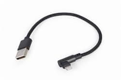 Gembird nabíjací kábel Lightning 8-pin (M) 90 ° na USB 2.0 (M), 0.2 m, čierny