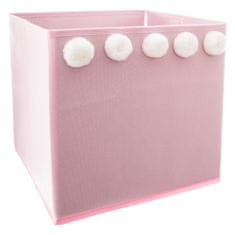 Atmosphera Úložný box na hračky ružový s brmbolcami 29x29x29 cm