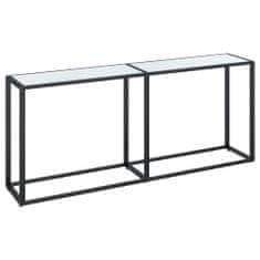 Vidaxl Konzolový stolík biely mramor 180x35x75,5 cm tvrdené sklo