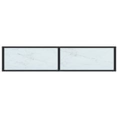 Vidaxl Konzolový stolík biely mramor 160x35x75,5 cm tvrdené sklo