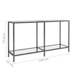 Vidaxl Konzolový stolík priehľadný 140x35x75,5 cm tvrdené sklo