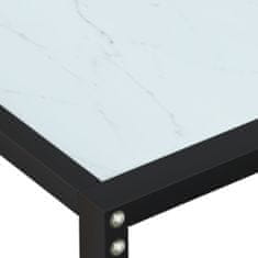 Vidaxl Konzolový stolík biely mramor 180x35x75,5 cm tvrdené sklo