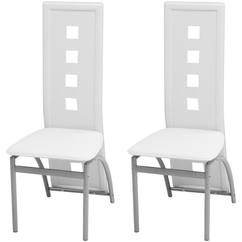 Vidaxl Jedálenské stoličky 2 ks biele umelá koža