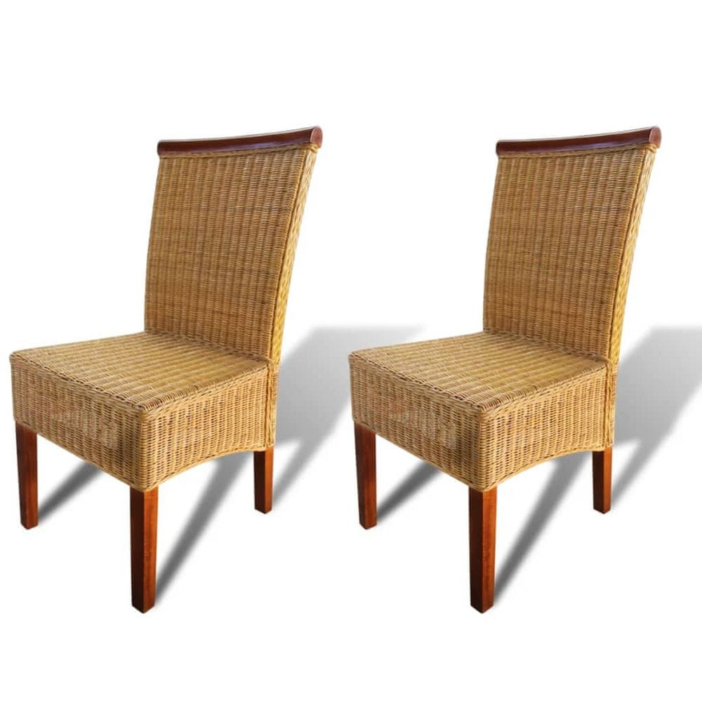 Vidaxl Jedálenské stoličky 2 ks, hnedé, prírodný ratan