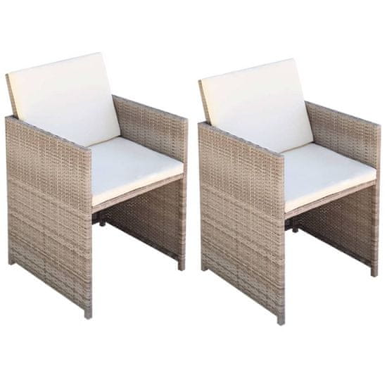 Vidaxl Záhradné stoličky 2 ks, podložky a vankúše, polyratan