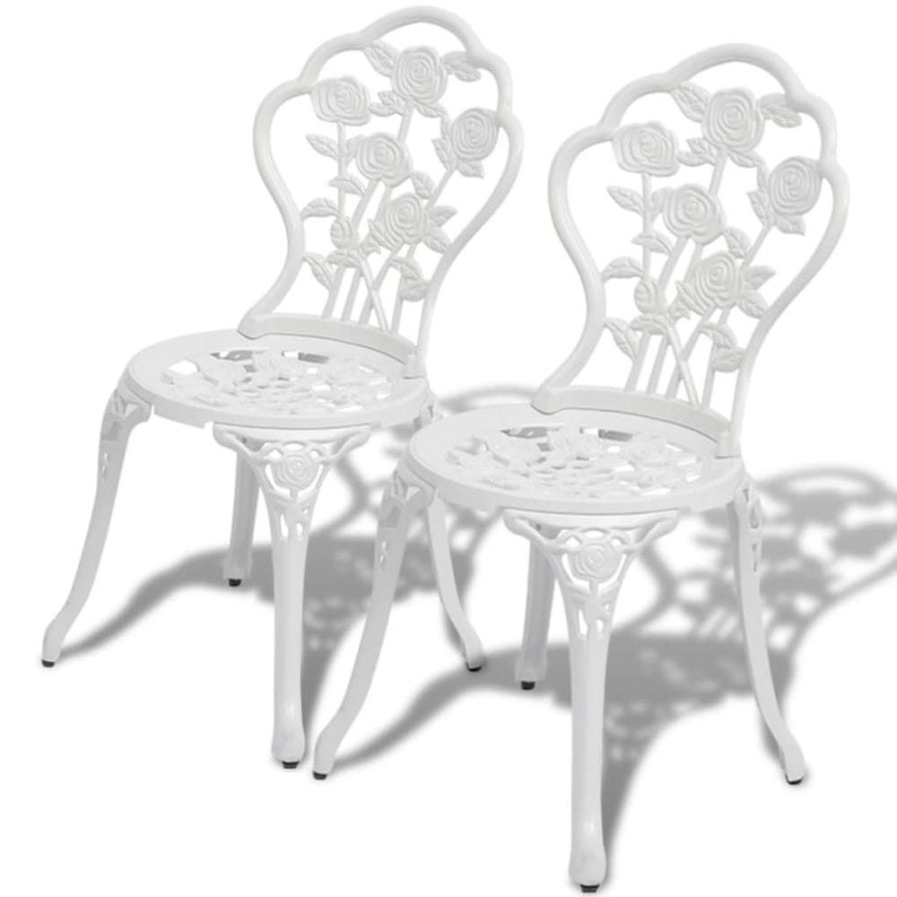 Vidaxl Bistro stoličky 2 ks, odlievaný hliník, biele