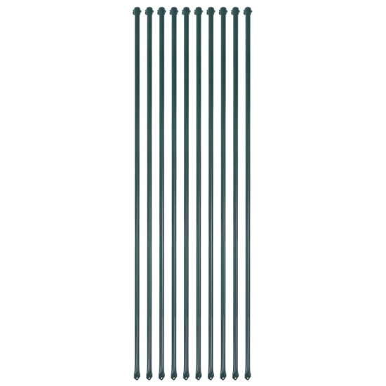 Vidaxl Záhradné kovové stĺpiky, 10 ks, 1,5 m, zelené