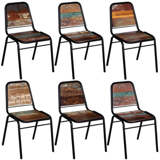 Vidaxl Jedálenské stoličky 6 ks, recyklovaný masív