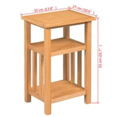 Vidaxl Odkladací stolík s poličkou 27x35x55 cm, dubový masív