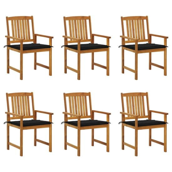 Vidaxl Záhradné stoličky s podložkami 6 ks masívne akáciové drevo