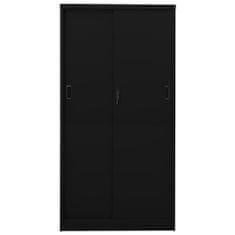 Vidaxl Kancelárska skriňa s posuvnými dverami čierna 90x40x180 cm oceľ