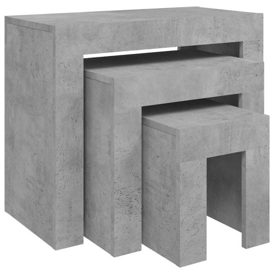 Vidaxl Zasúvacie konferenčné stolíky 3 ks betónovo sivé drevotrieska