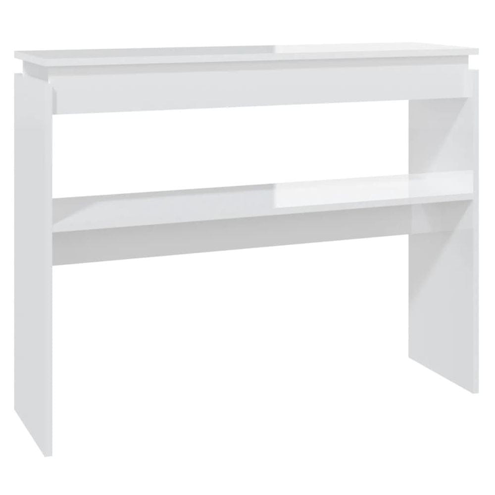 Vidaxl Konzolový stolík lesklý biely 102x30x80 cm drevotrieska