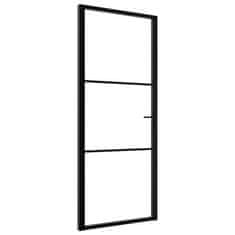Vidaxl Interiérové dvere, ESG sklo a hliník 83x201,5 cm, čierne