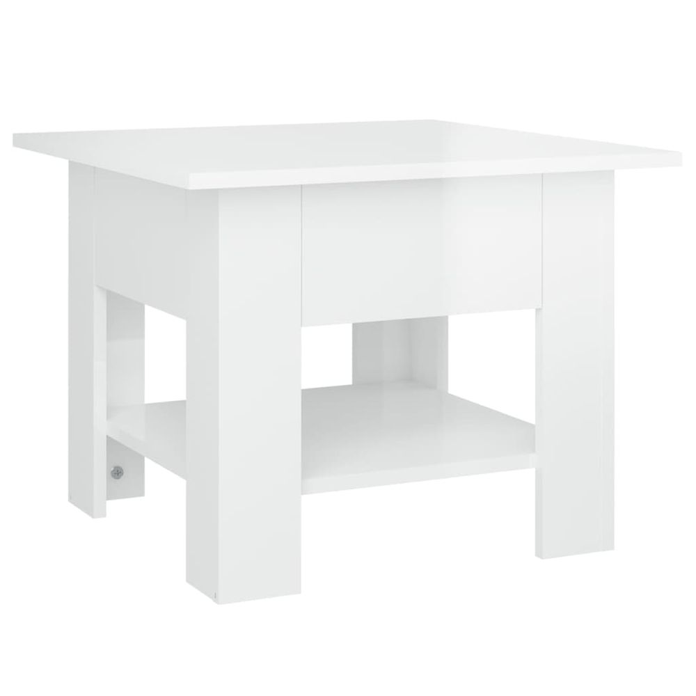 Vidaxl Konferenčný stolík lesklý biely 55x55x42 cm kompozitné drevo