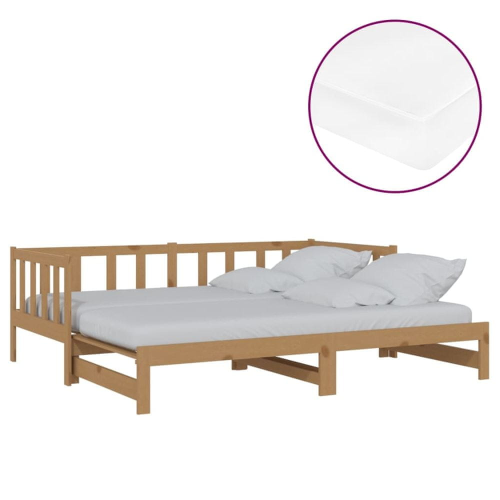 Vidaxl Rozkladacia denná posteľ 2x(90x200)cm, medová, borovicový masív