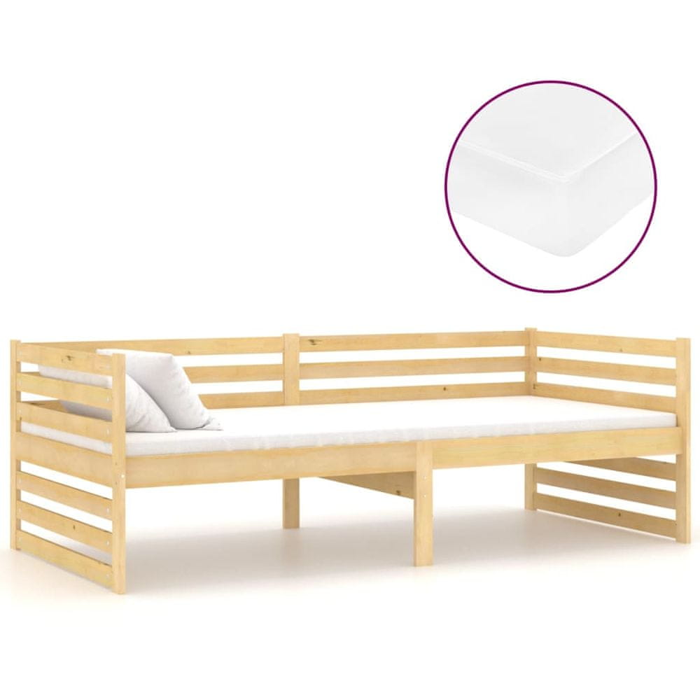 Vidaxl Denná posteľ s matracom 90x200 cm, borovicový masív