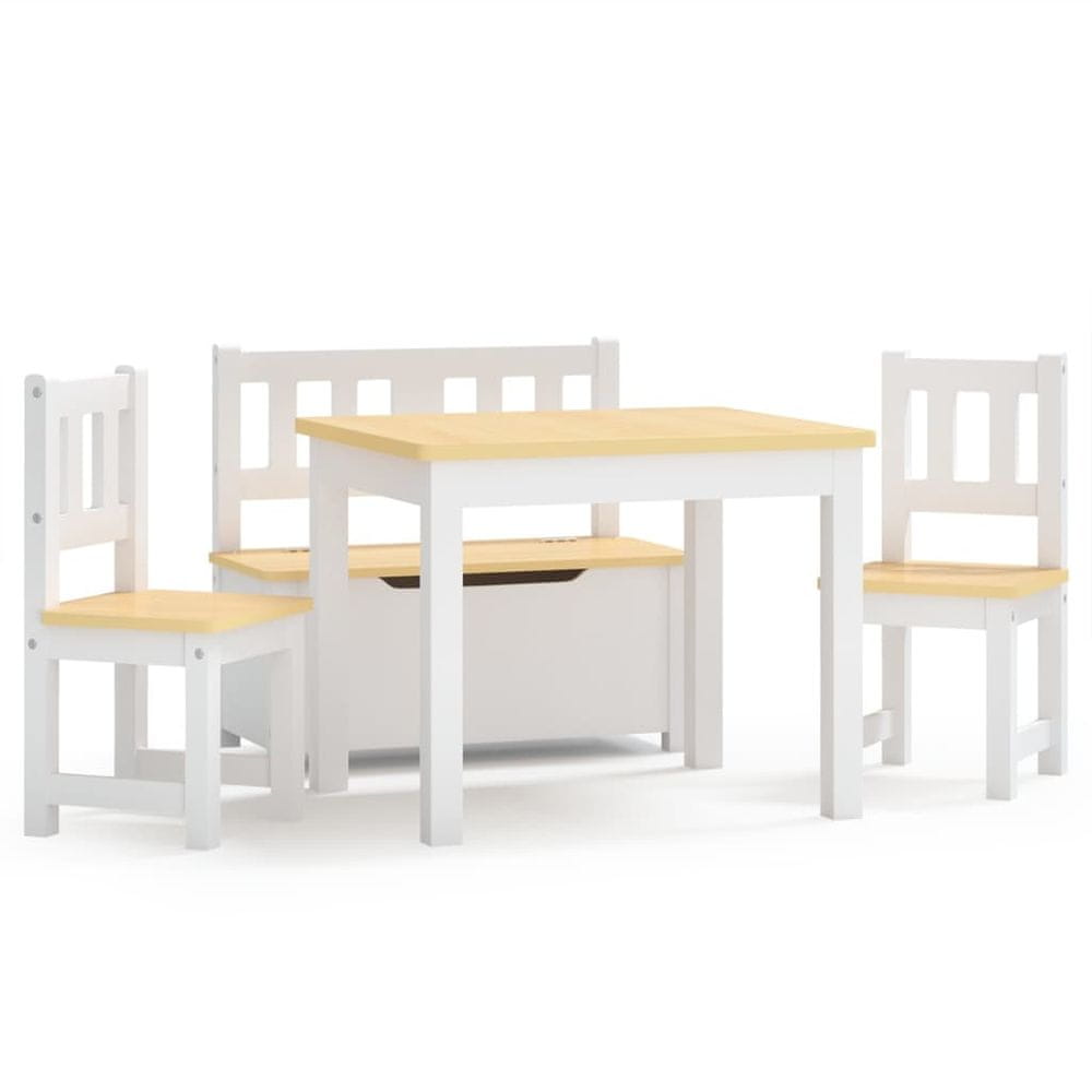 Vidaxl 4-dielna súprava detského stola a stoličiek biela a béžová MDF