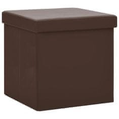 Vidaxl Skladacia úložná stolička hnedá PVC