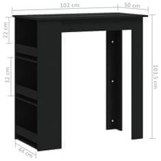 Petromila vidaXL Barový stôl s úložným regálom čierny 102x50x103,5 cm drevotrieska