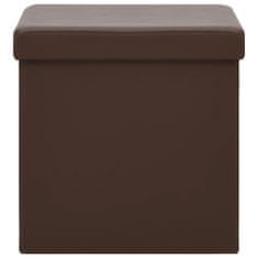 Vidaxl Skladacie úložné taburetky 2 ks hnedé PVC