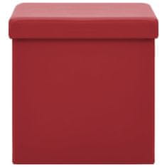 Vidaxl Skladacie úložné taburetky 2 ks vínovo-červené PVC
