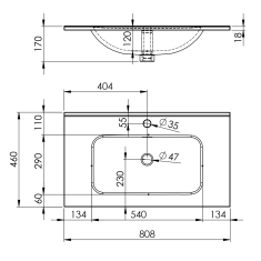 Elita Skappa, nábytkové umývadlo 80,8x46x1,8 cm, čierna matná, ELT-146065