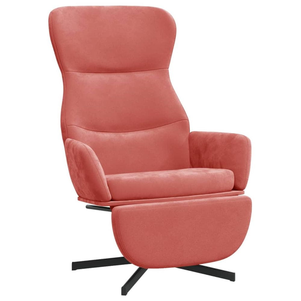 Vidaxl Relaxačné kreslo s podnožkou ružové zamat