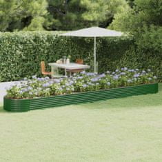 Vidaxl Vyvýšený záhradný záhon práškovaná oceľ 544x100x36 cm zelený