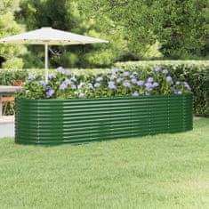 Vidaxl Vyvýšený záhradný záhon práškovaná oceľ 322x100x68 cm zelený