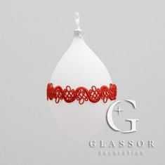 Decor By Glassor Veľkonočná kraslica biela matná s čipkou