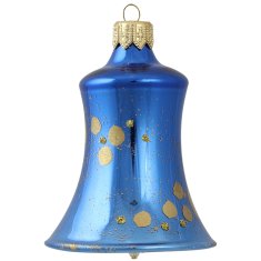 Decor By Glassor Zvonek modrý lak dekor bronzové puntíky a zlaté hupkování