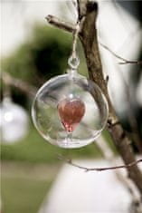 Decor By Glassor Sklenená guľa číra s ružovým srdcom