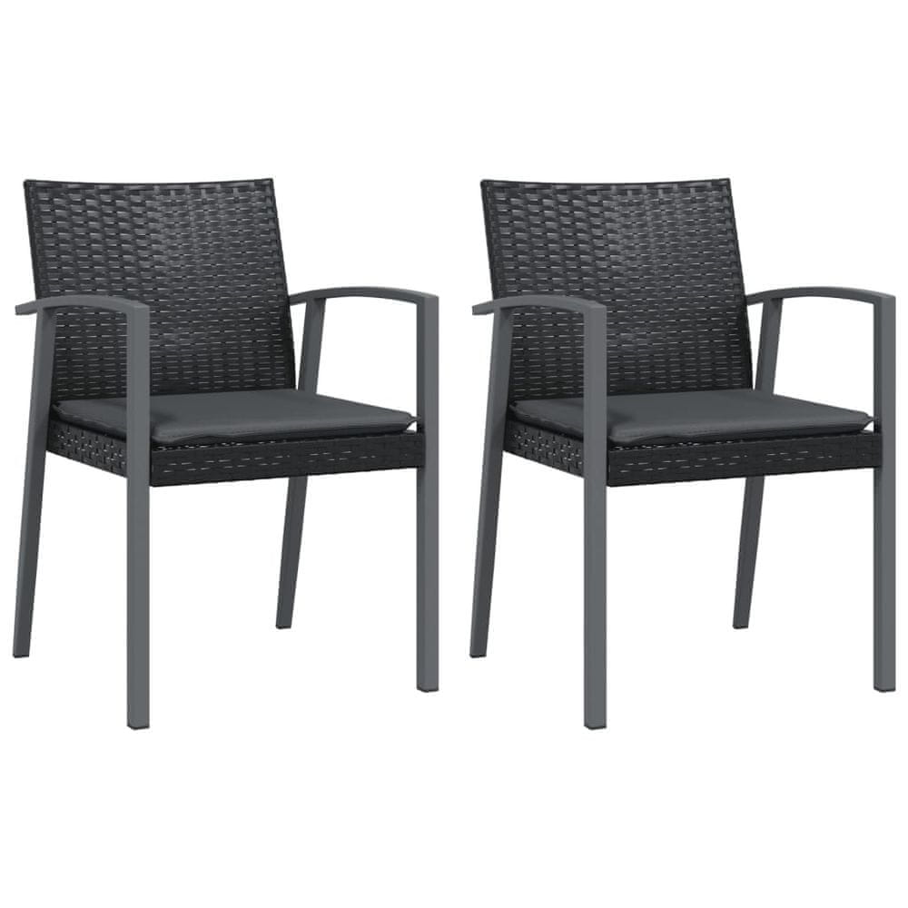Vidaxl Záhradné stoličky s vankúšmi 2 ks čierne 56,5x57x83cm polyratan