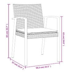 Vidaxl Záhradné stoličky s vankúšmi 6 ks čierne 56,5x57x83cm polyratan