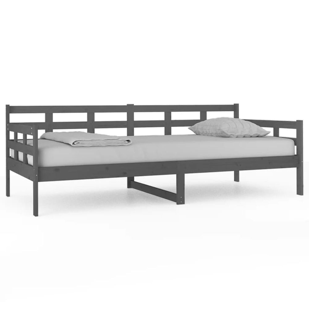 Vidaxl Denná posteľ sivá masívna borovica 90x200 cm
