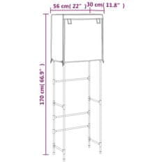 Vidaxl 2-poschodový úložný stojan nad WC sivý 56x30x170 cm železo