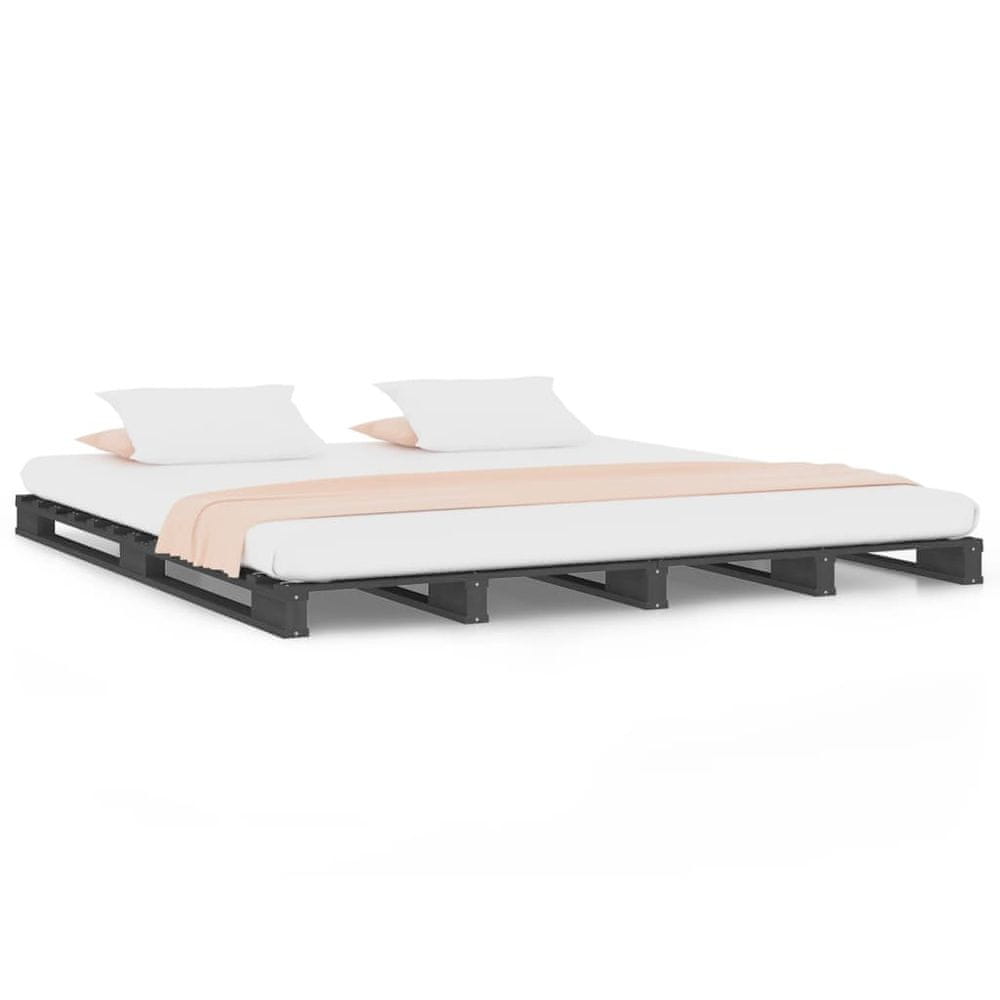 Vidaxl Paletová posteľ, sivá 120x200 cm, borovicový masív