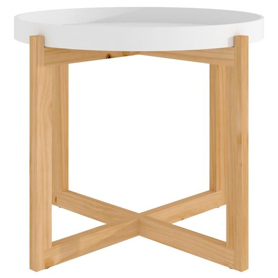 Vidaxl Konferenčný stolík biely 53x53x43,5 cm sprac. drevo a borovica