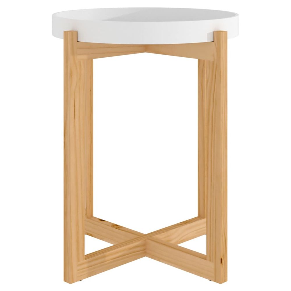 Vidaxl Konferenčný stolík biely 41x41x48,5cm sprac. drevo a borovica