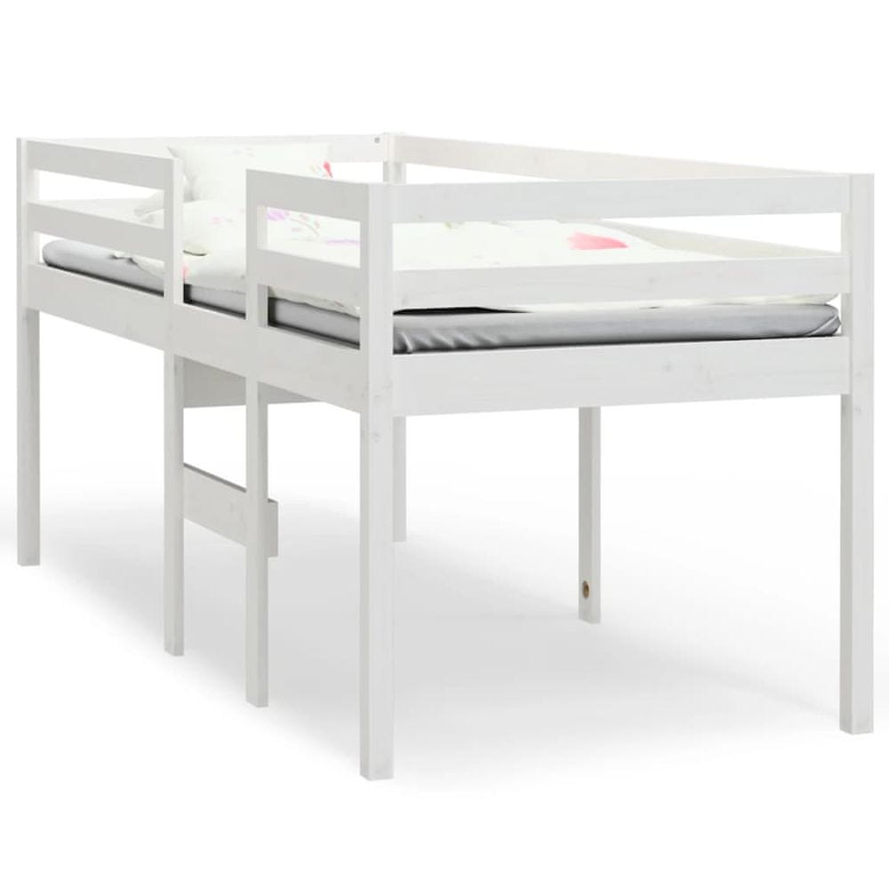 Vidaxl Vysoká posteľ biela 90x200 cm borovicový masív
