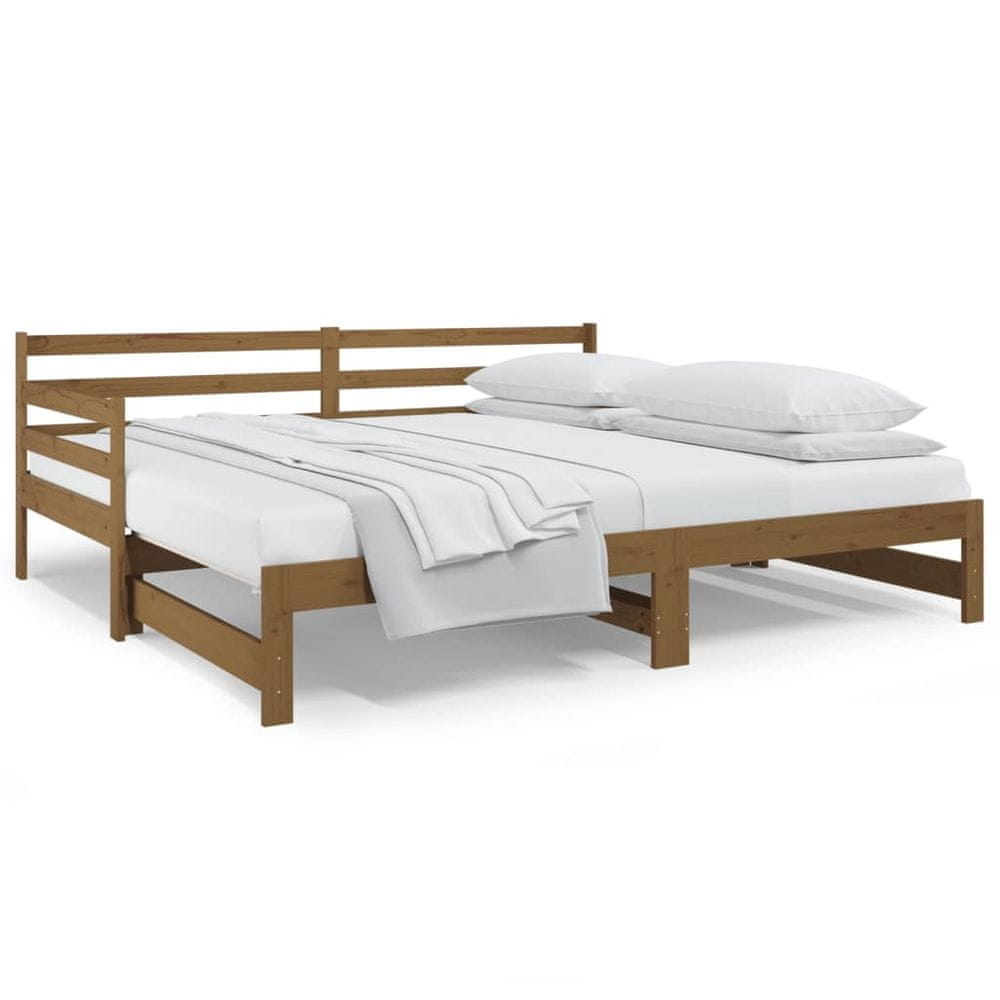 Vidaxl Rozkladacia denná posteľ medová 2x(80x200) cm borovicový masív