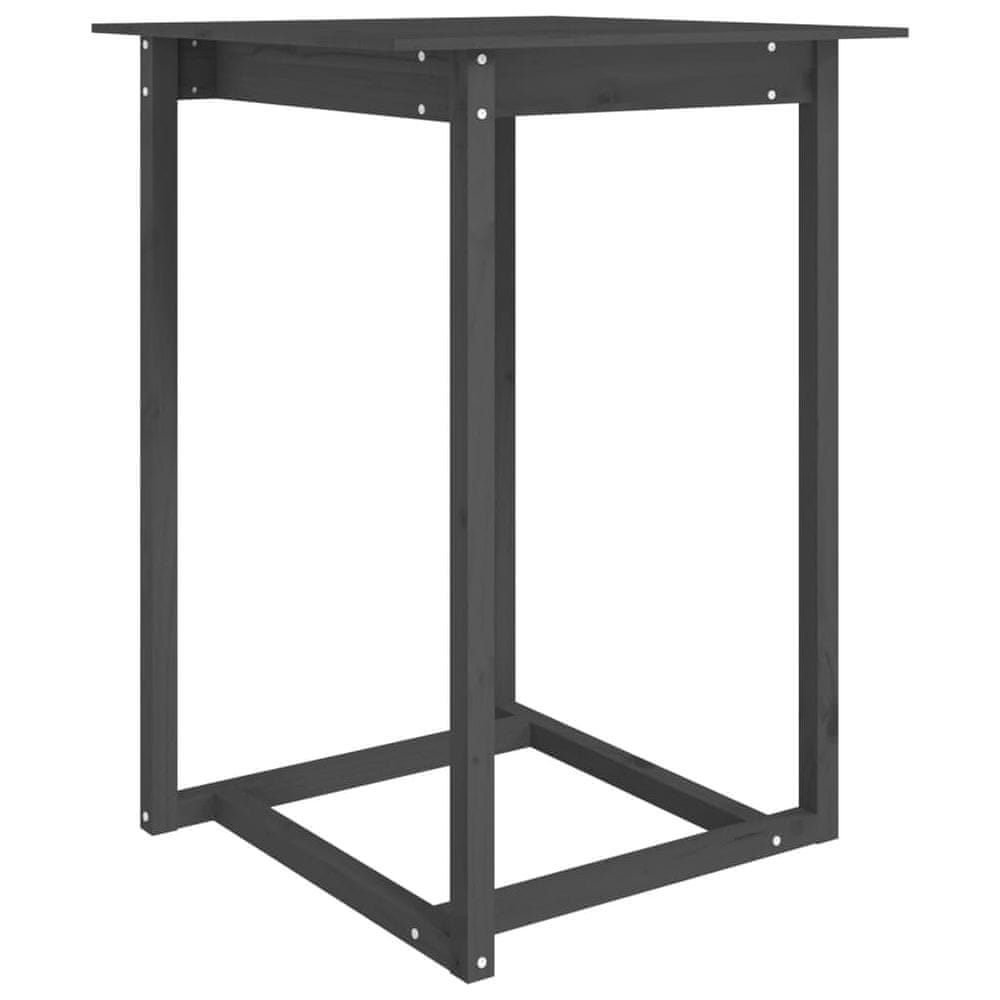 Vidaxl Barový stolík sivý 80x80x110 cm borovicový masív