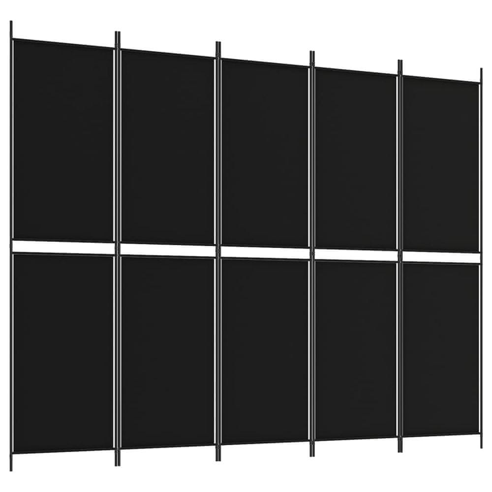 Vidaxl 5-panelový paraván čierny 250x200 cm látkový