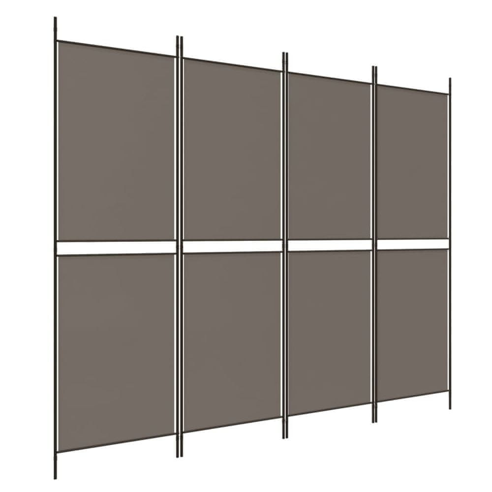 Vidaxl Paraván s 4 panelmi, antracitový 200x180 cm látka