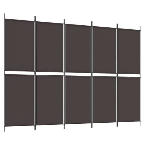 Vidaxl 5-panelový paraván hnedý 250x180 cm látka