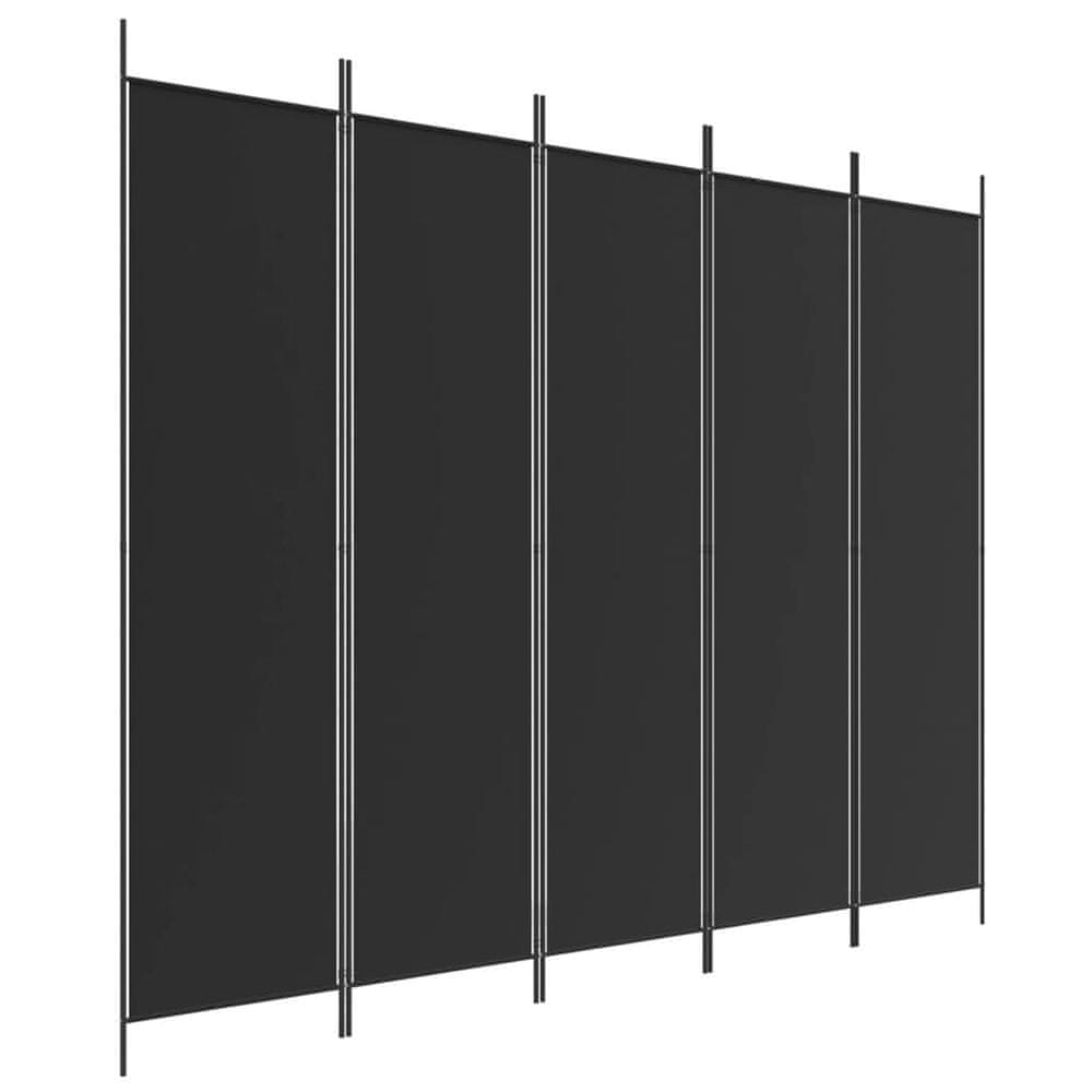 Vidaxl 5-panelový paraván čierny 250x200 cm látkový