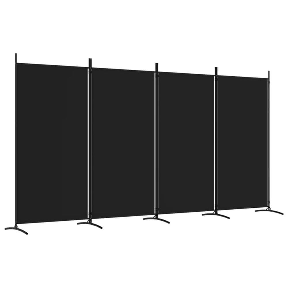 Vidaxl 4-panelový paraván čierny 346x180 cm látkový