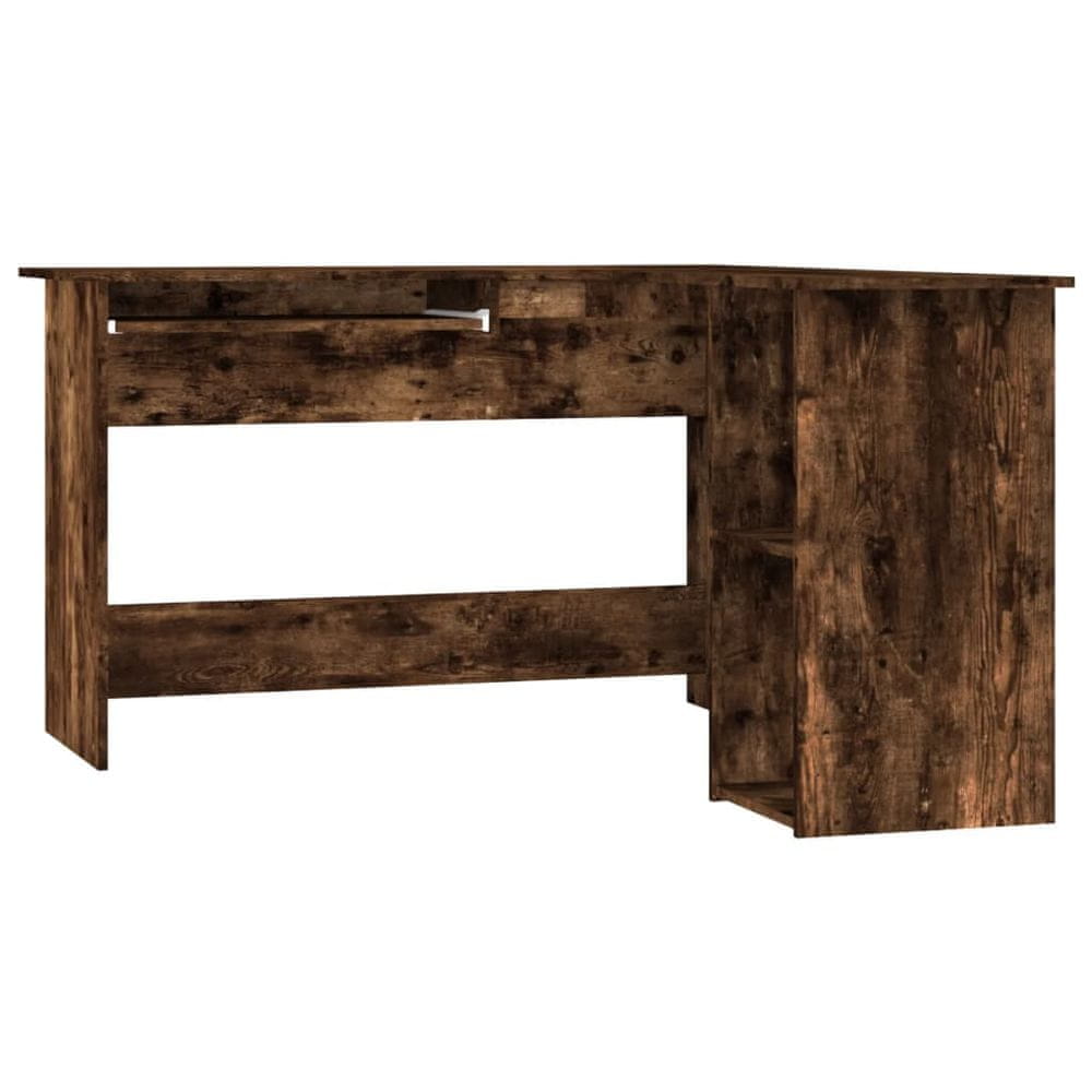 Vidaxl Rohový stôl dymový dub 120x140x75 cm kompozitné drevo